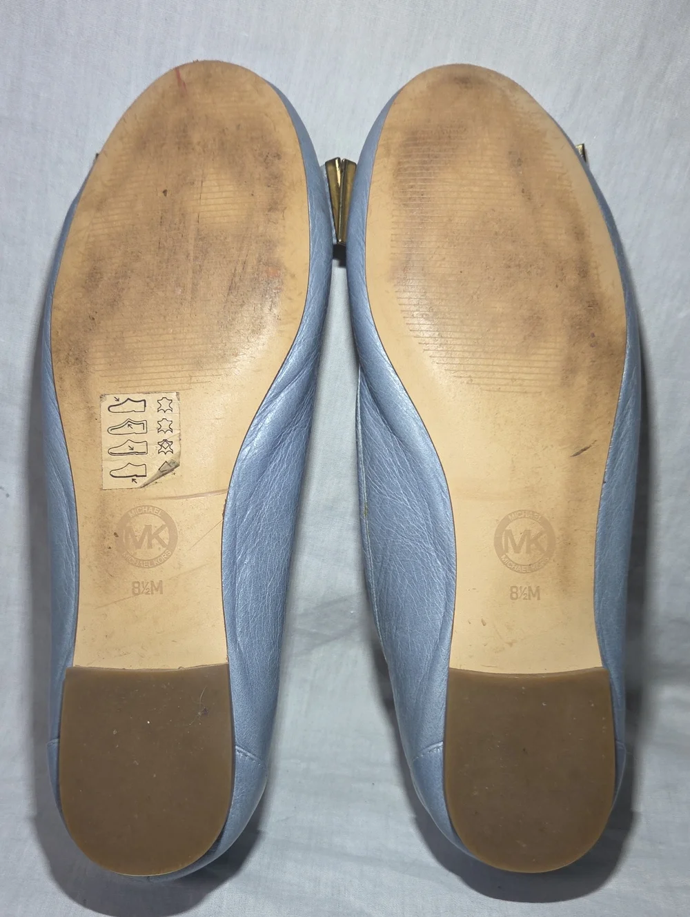 MICHAEL KORS LIght Blue Ballet Flats Loafer Womens Shoes 8 1/2 8.5 Woman Leather